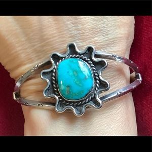 Native American sterling silver turquoise cuff